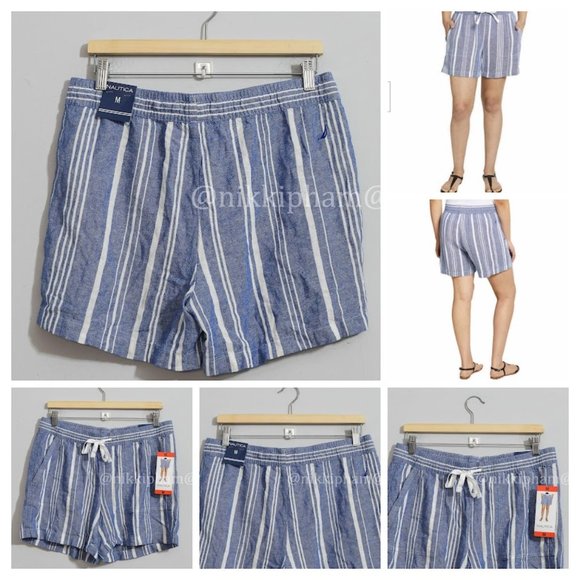 Nautica Pants - Nautica Ladies' Linen Blend Pull-On Short in  blue